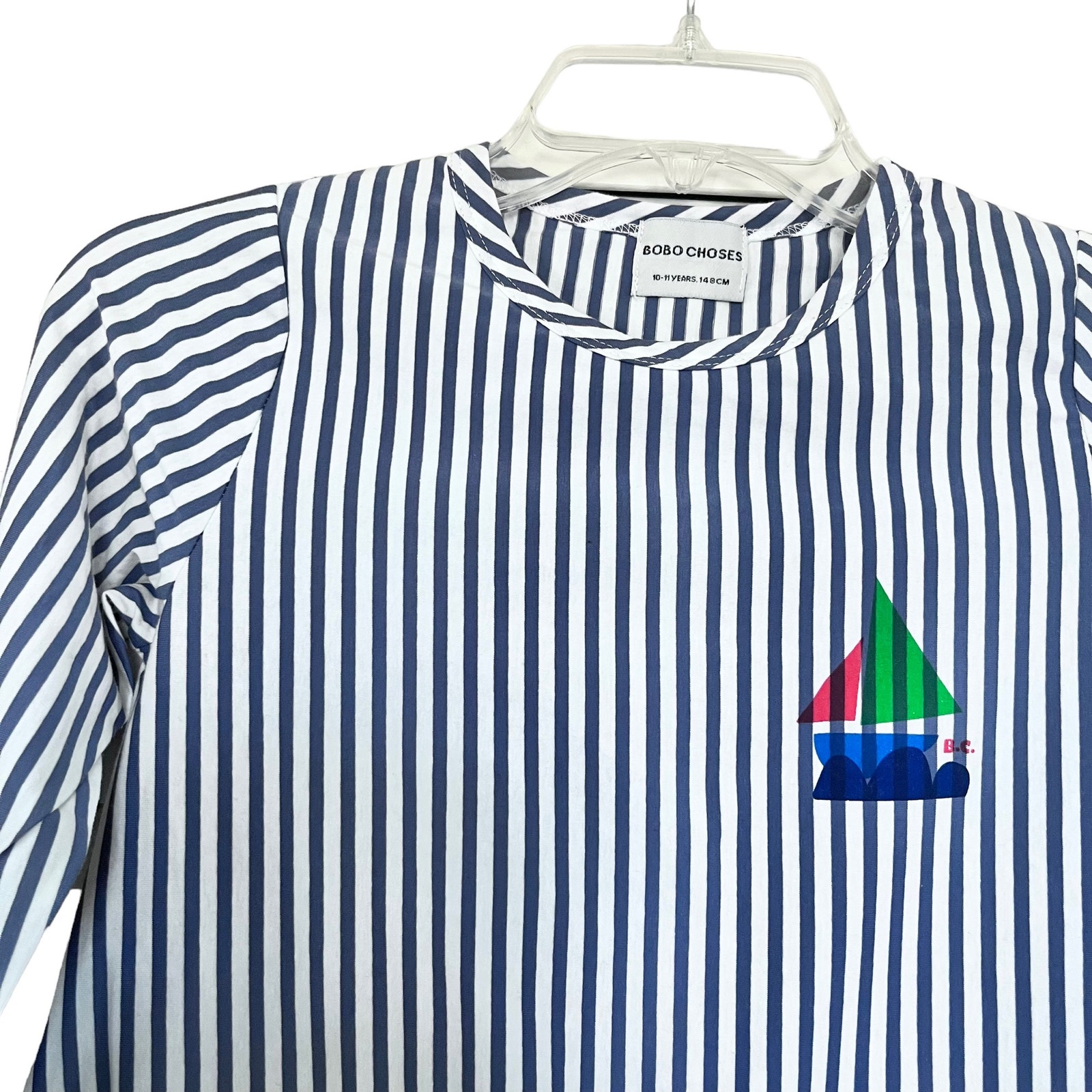 Bobo Choses girls striped organic cotton jersey boat print dress size 10/11