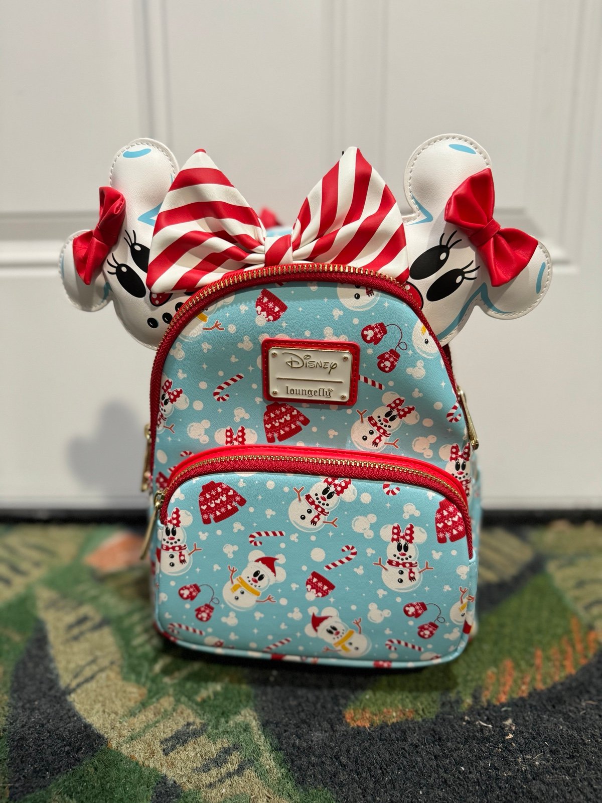 Loungefly Christmas Minnie Mickey Snowman Backpack