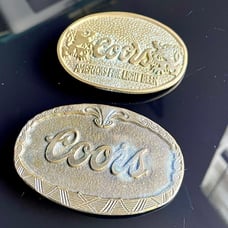 Vintage Coors Premium Brass Belt Buckle Set Of 2 ADOLPH COORS COMPANY 3.5”