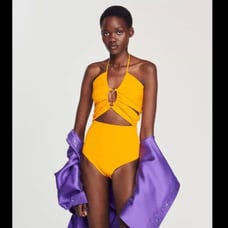 New Sandro Knit Bodysuit With Ring Details in Orange