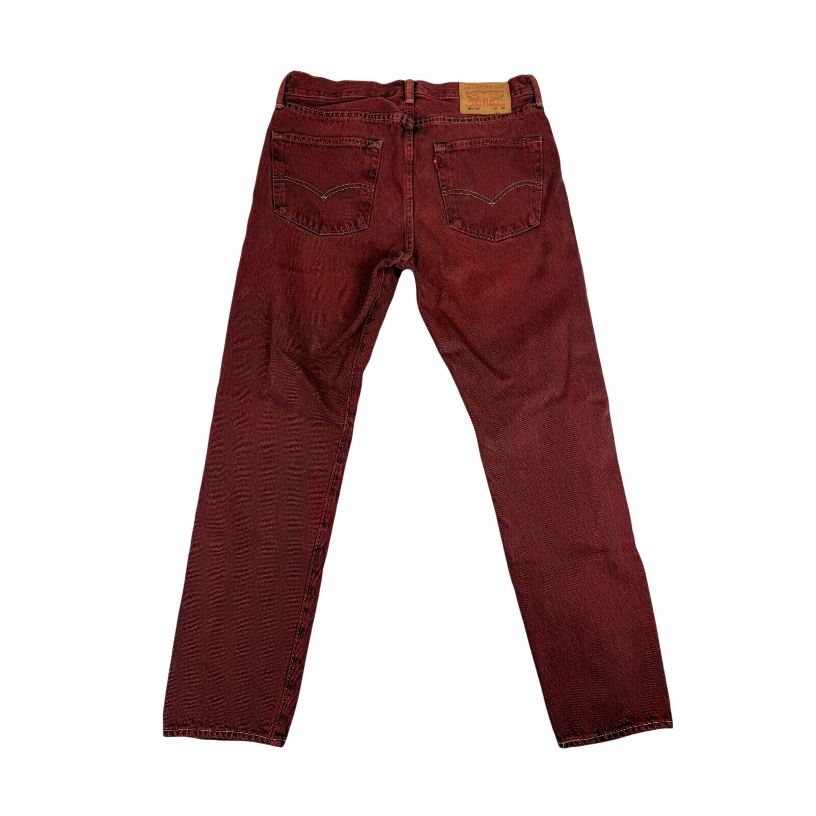 Levi's 501 CT Jeans Mens 32 X 30 Red Denim Cotton Mid Rise Straight Leg 5-Pocket