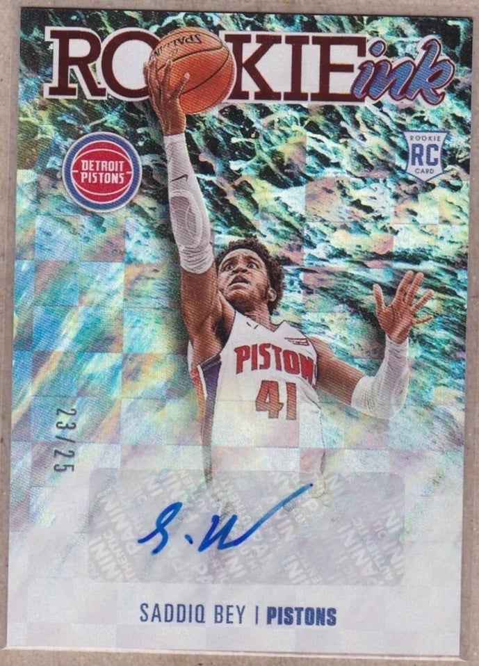 Saddiq Bey 2020-21 Hoops Rookie Ink #RI-SBY /25 Auto RC Detroit checkerboard!!!