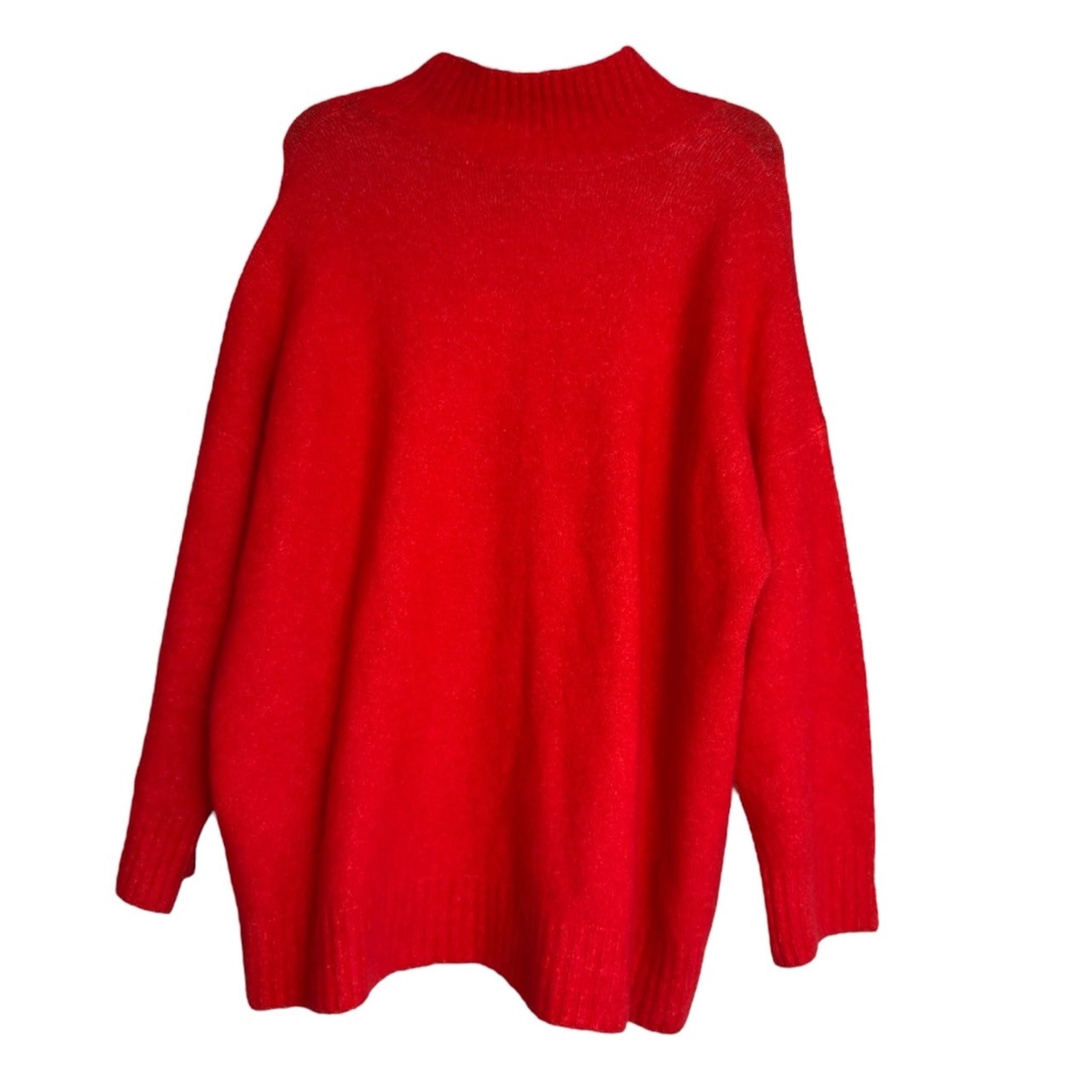 NWT Eileen Fisher Red Cashmere Silk Turtle Neck Box Top Sweater Size Large