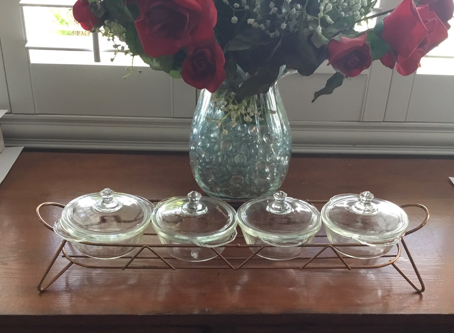 Vintage Rack W/ Fire King Glass Bowls