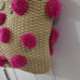 Samantha Vega Bag Basket Beige & Pink Pom-Pom Large Tote - Drawstring closure