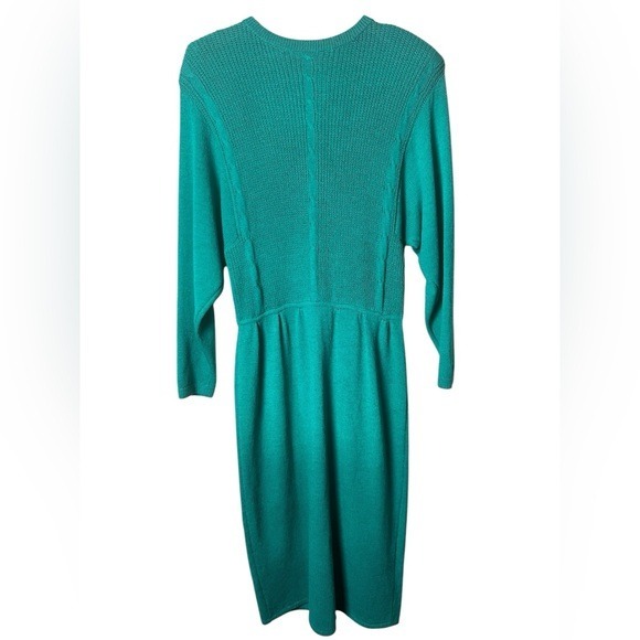 Vintage St. John Santana Knit Jade Green Long Sleeve Dress Size Medium