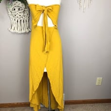 Lulu’s marigold wrap around halter top