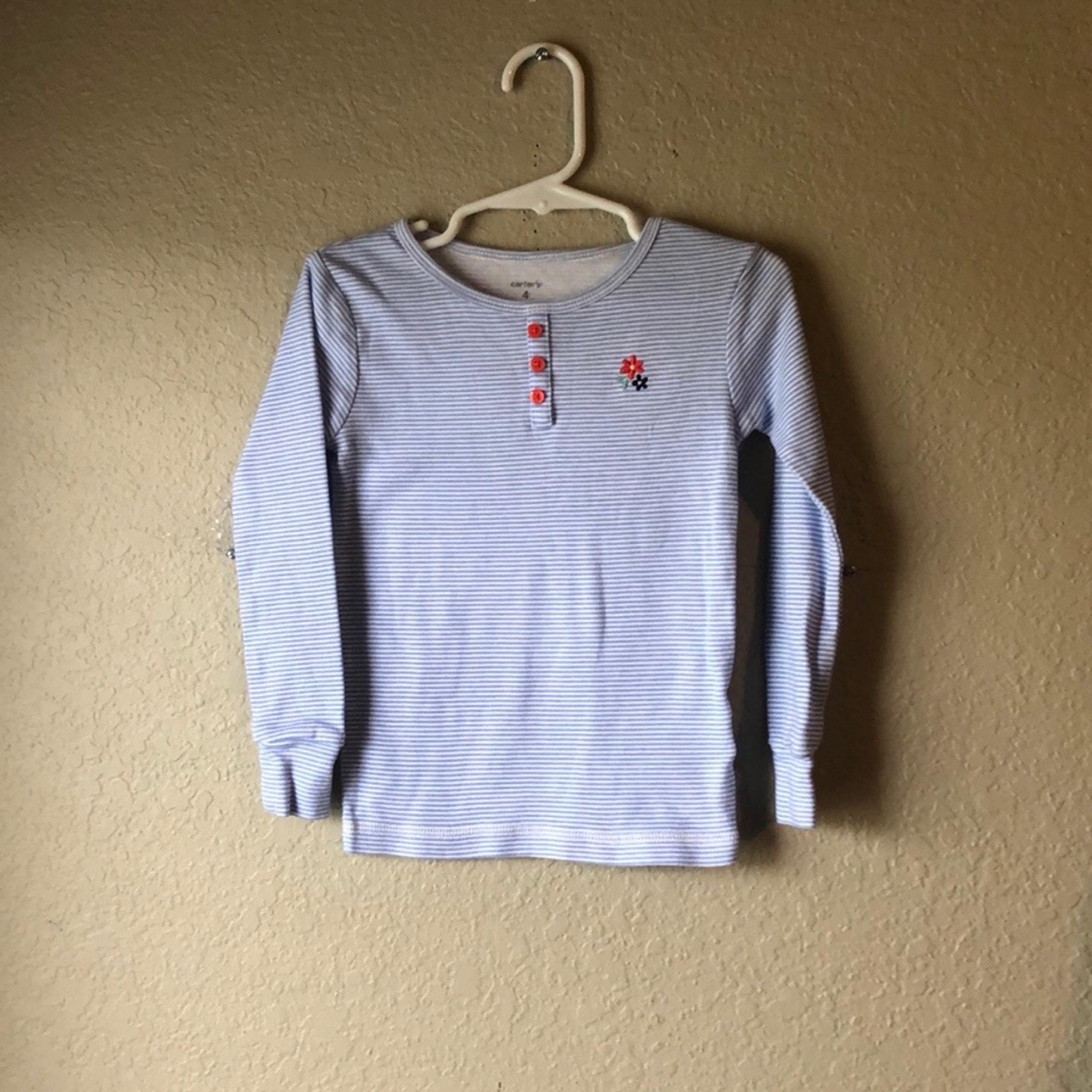 Girls Pajama Shirt Carter’s Light Blue Long Sleeve PJ Shirt Top Girls Size 4