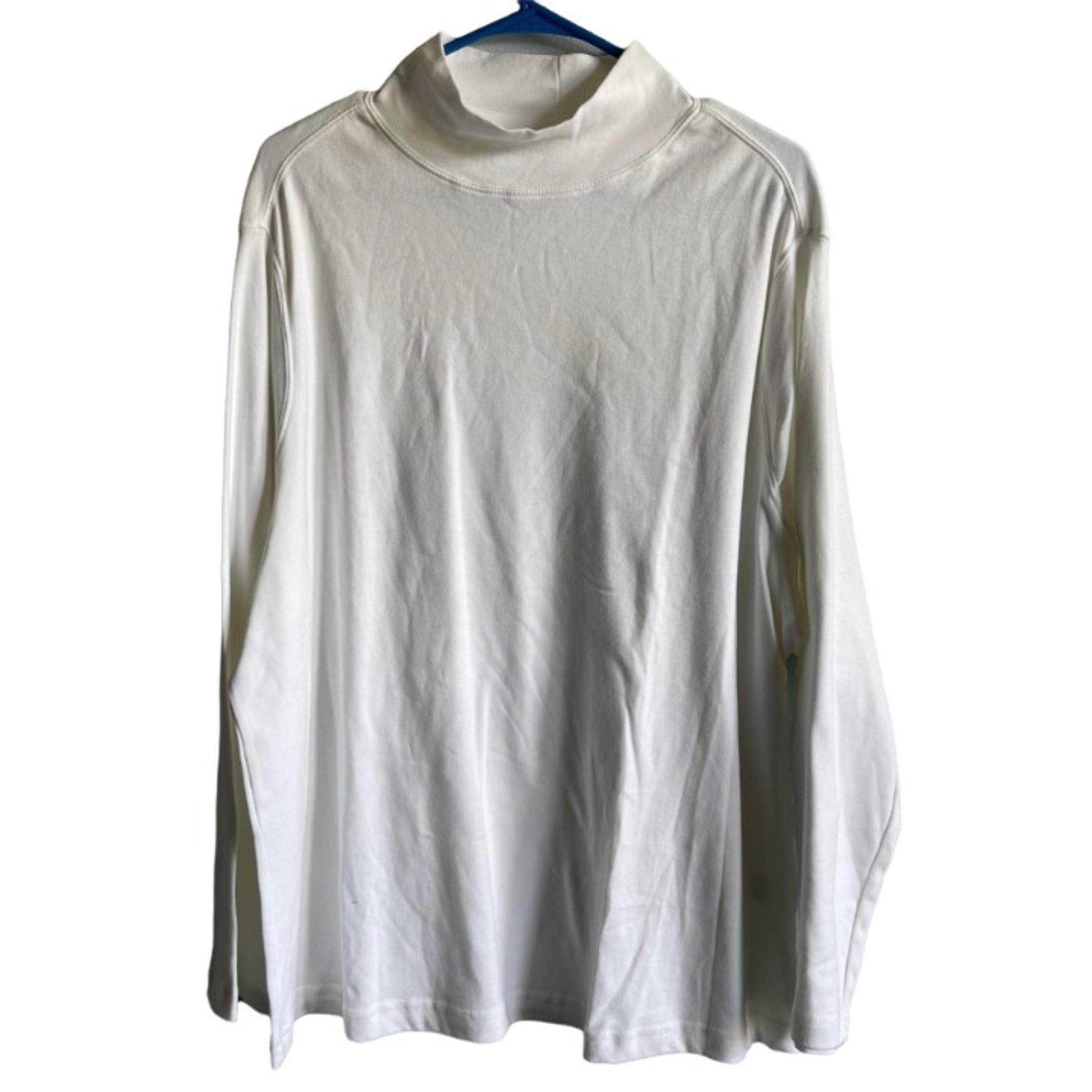 Basic Editions Womens White Long Sleeve Mock Neck Knit Top Plus Size 2X