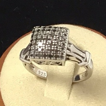 Black Diamond Ring SJM Sterling Silver Size 7