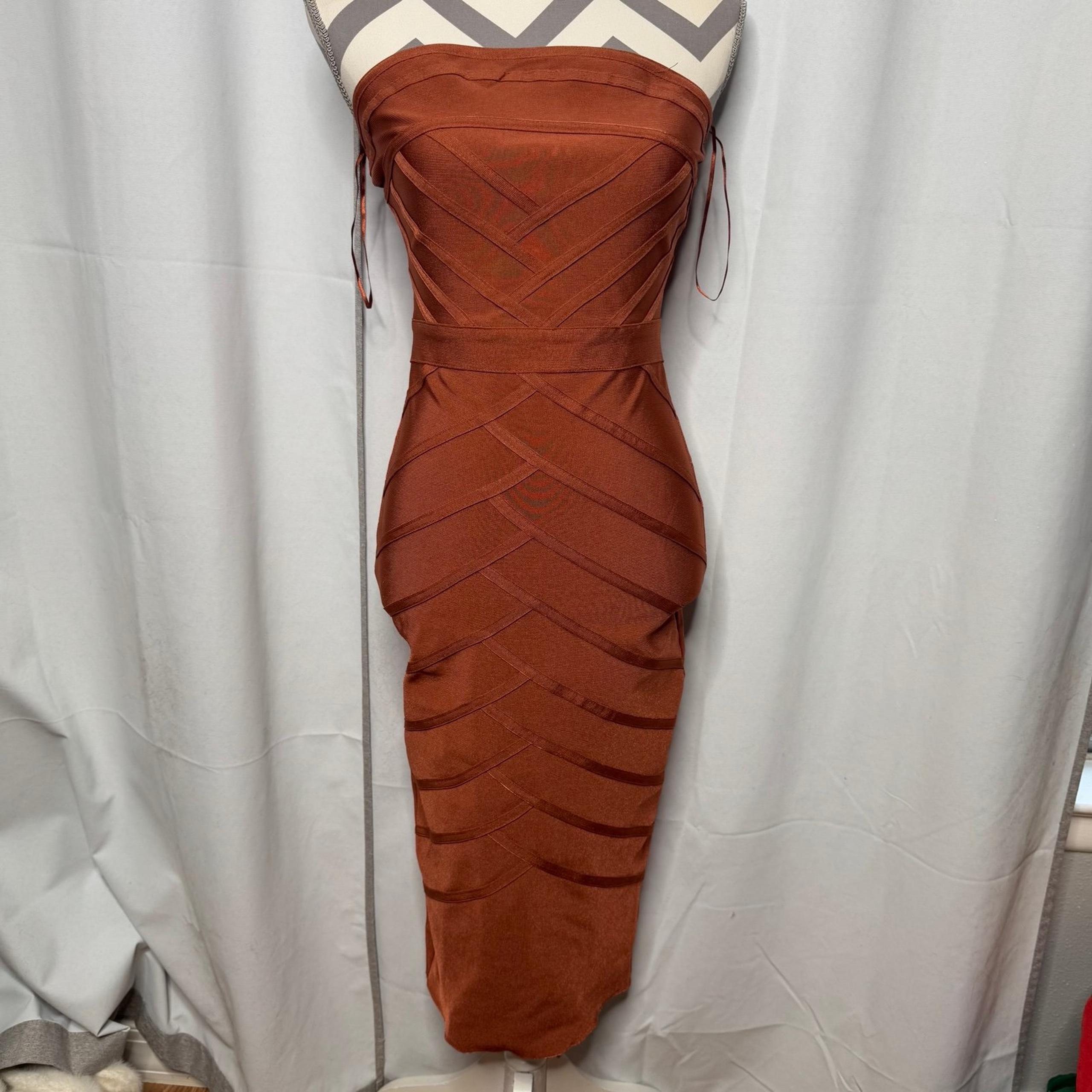 She's So Hot Mini Bandage Dress - Coñac