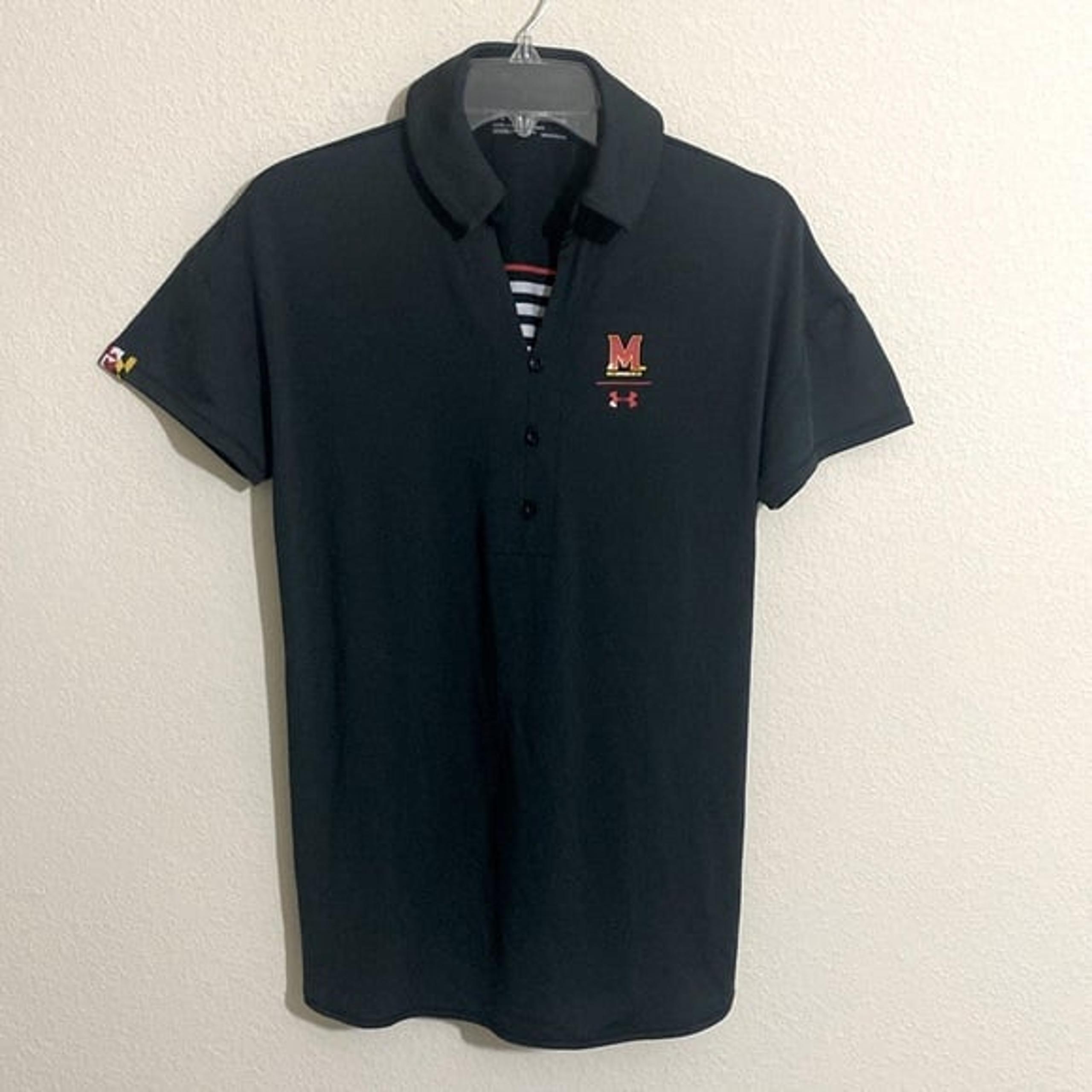 UNDER ARMOUR Women's University of Maryland Fitted Heat Gear Golf Shirt Size M