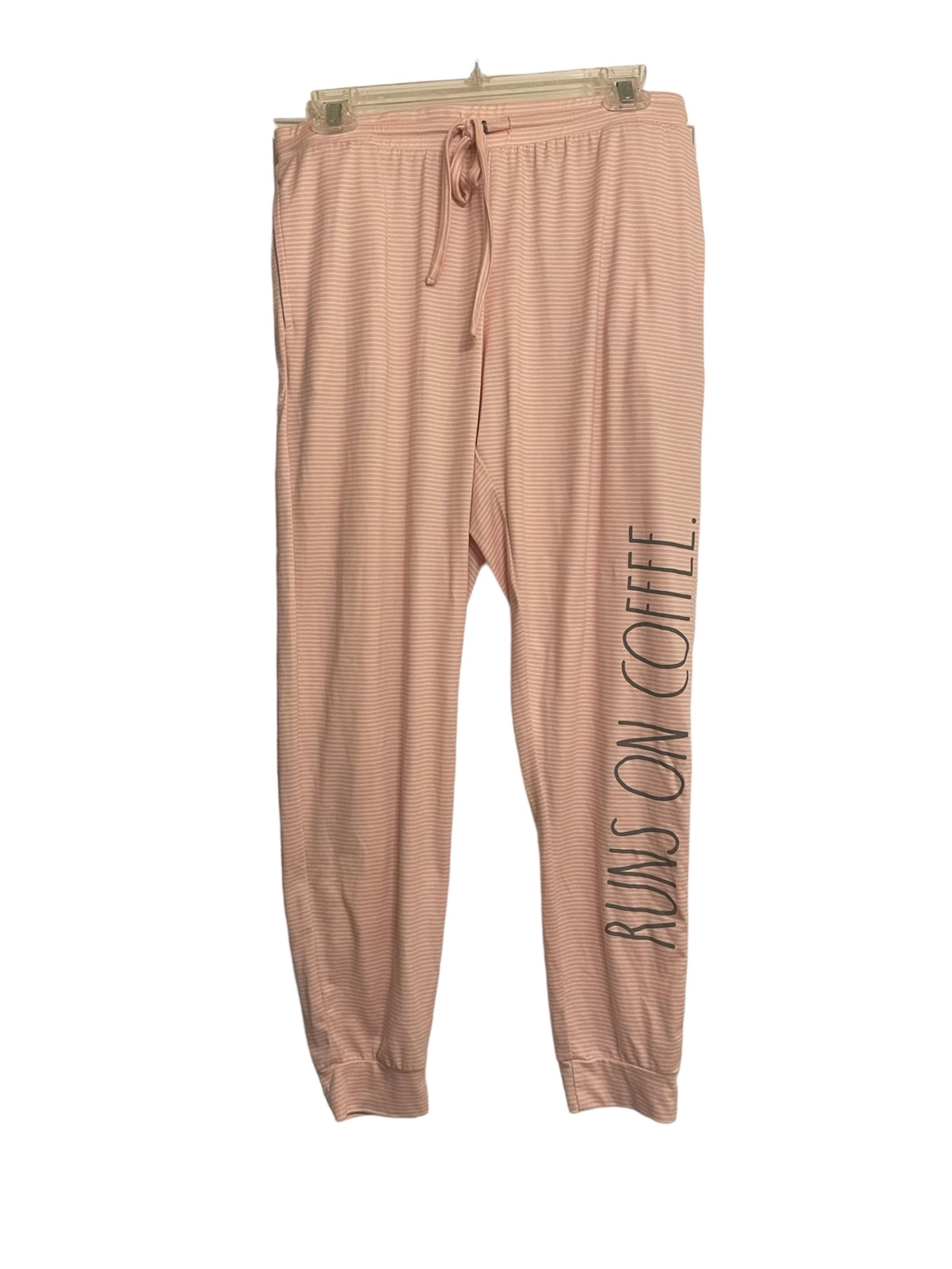 Rae Dunn Womens M Pink Runs on Coffee Pajama Pants