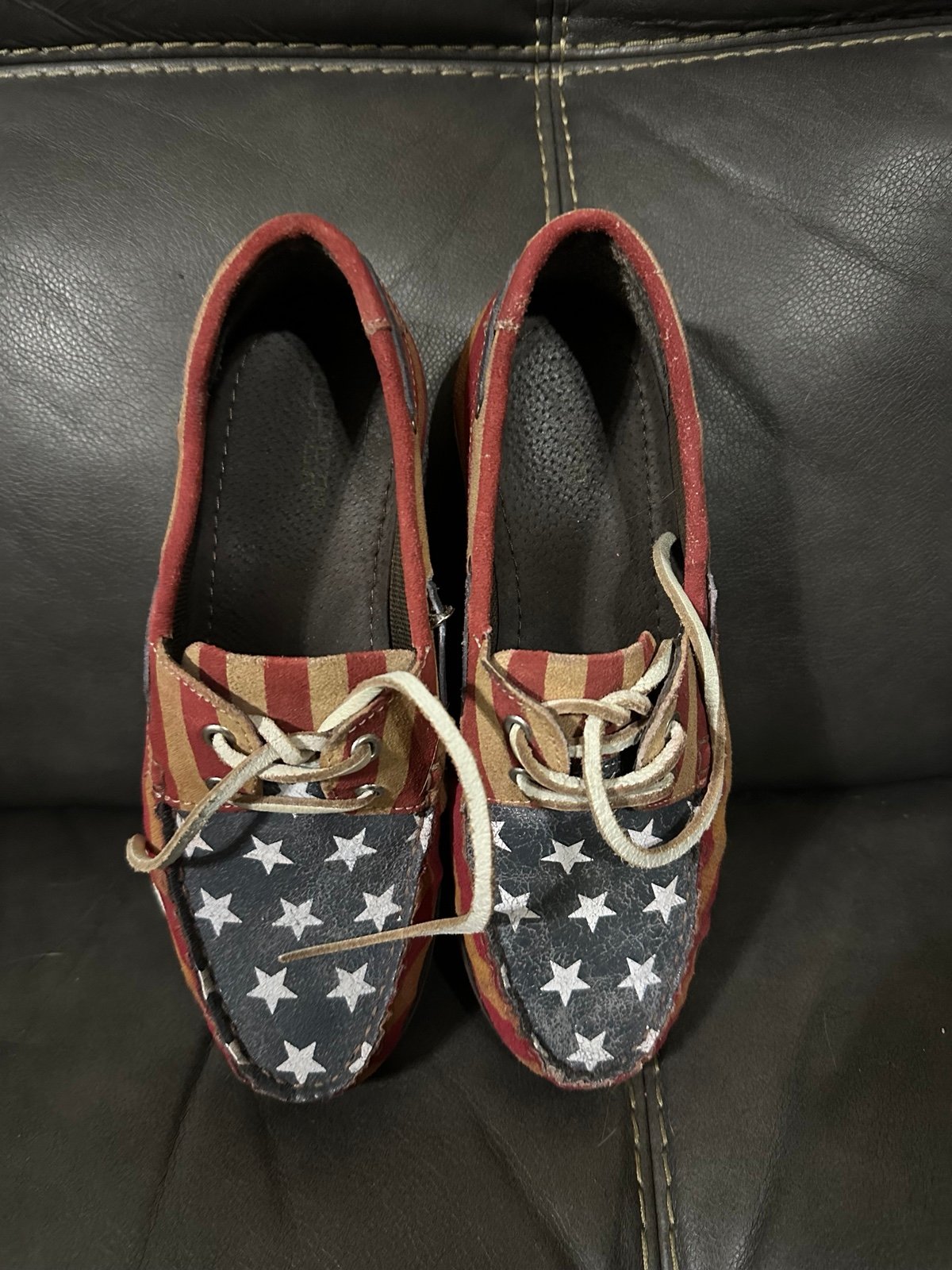 Roper Women’s Size 6.5 American Flag Leather Boat Shoes (worn once)