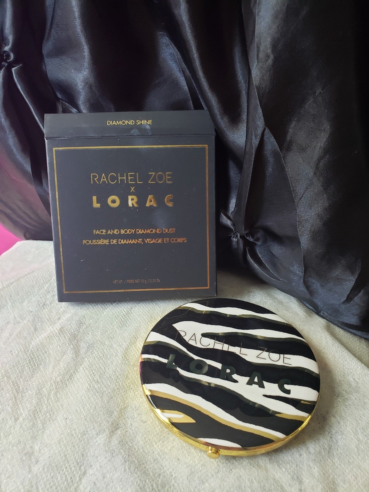 Rachel Zoe compact lorac zebra face & body diamond dust shine