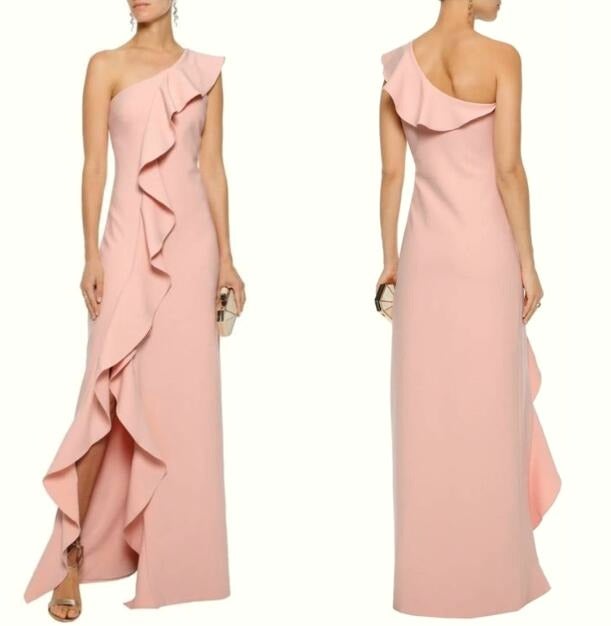 CINQ À SEPT One-shoulder Ruffled Gown