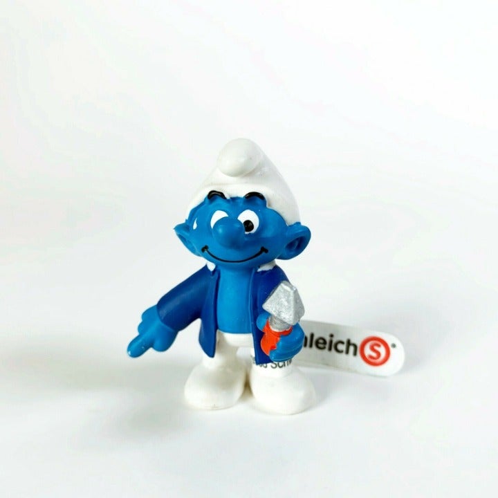 Smurfs Caretaker Smurf 20462 Broom Sweeper Cleaning Figure Vintage Toy Schleich 