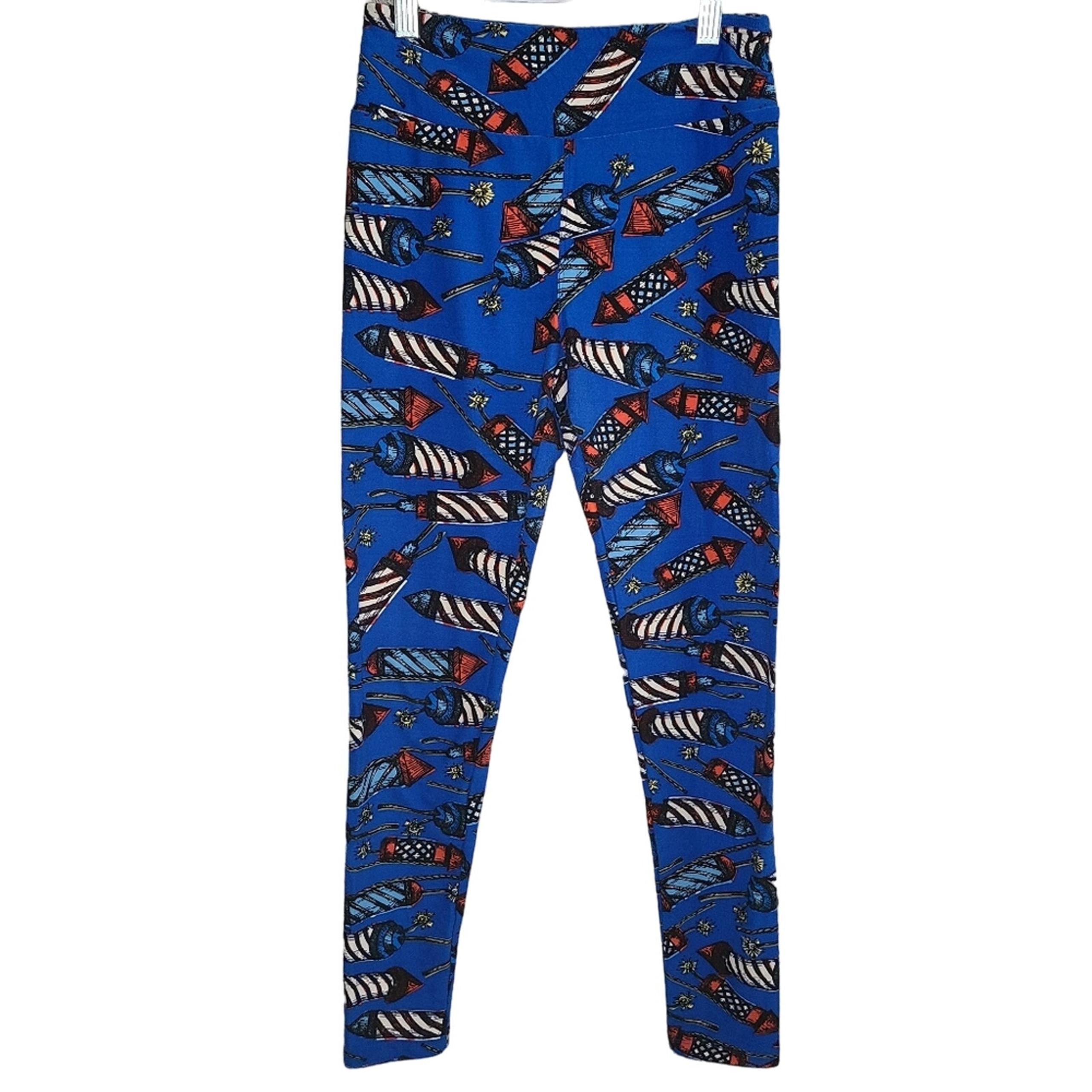 LuLaRoe Firework USA Patriotic Fourth of July Leggings One Size