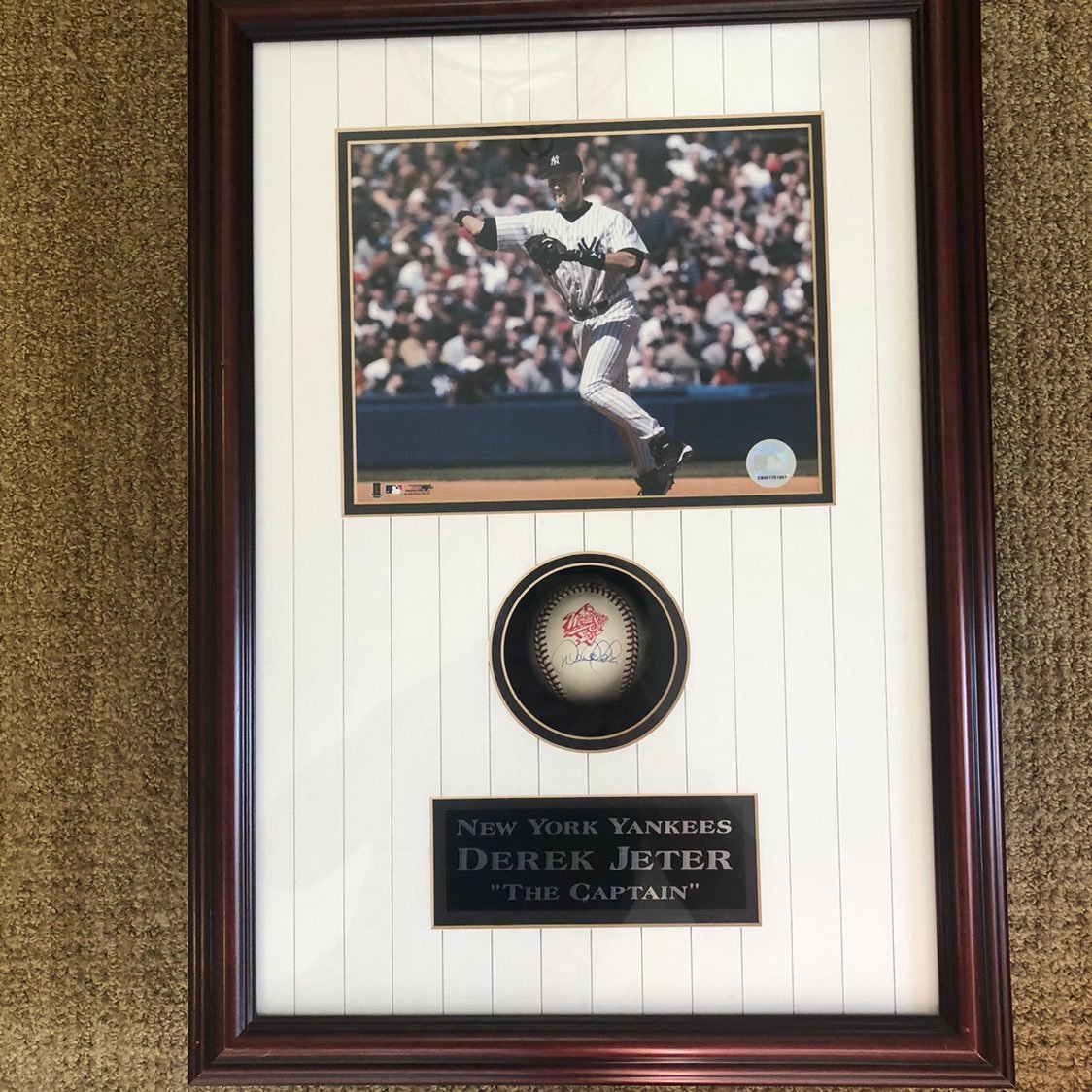 Derek Jeter Autographed Baseball Framed