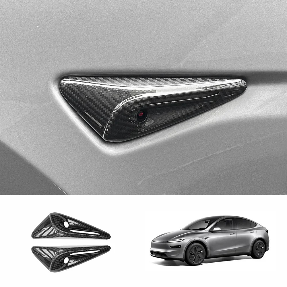 NEW 2025-2026 Tesla Model Y Juniper Real Carbon Fiber Side Fender Camera Cover
