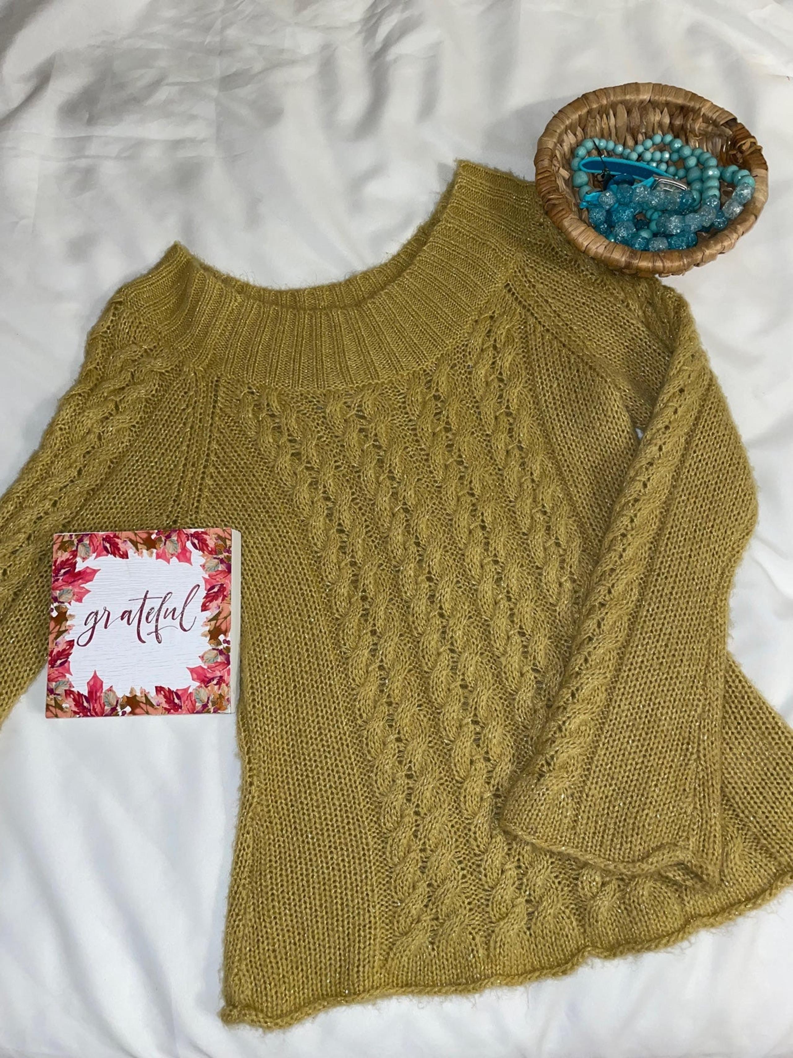 Worthington Gold Holiday scoop neck sweater Sz Large