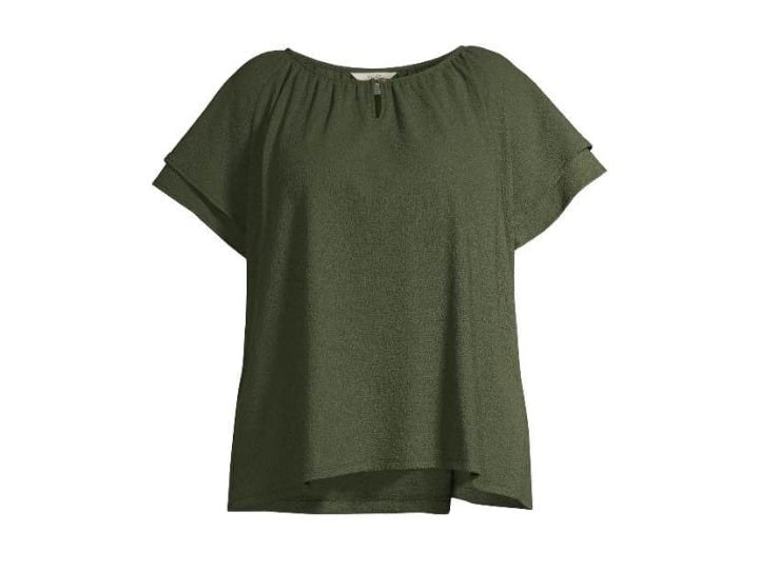 Terra & Sky Forest Green Textured Ruffle Sleeve Peasant Top Size 0X NWT - WM57-0