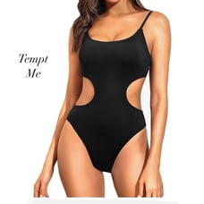 Tempt Me Black Cutout High Cut Monokini One Piece Bathing Suit NWT Size L