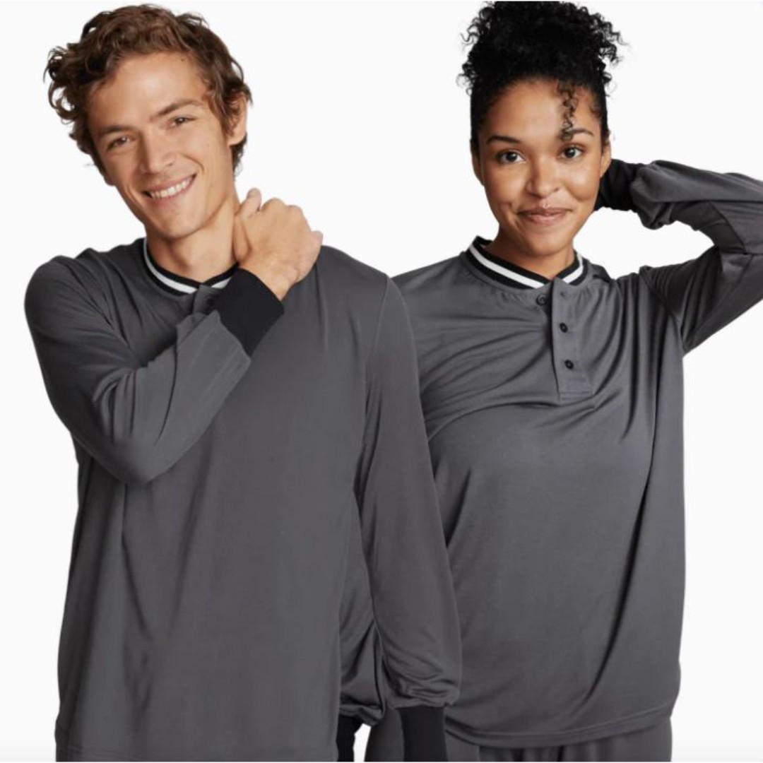 Jambys Pajambys Black Top Long Sleeve Henley Sleepwear Lounge Button Adult 3XL