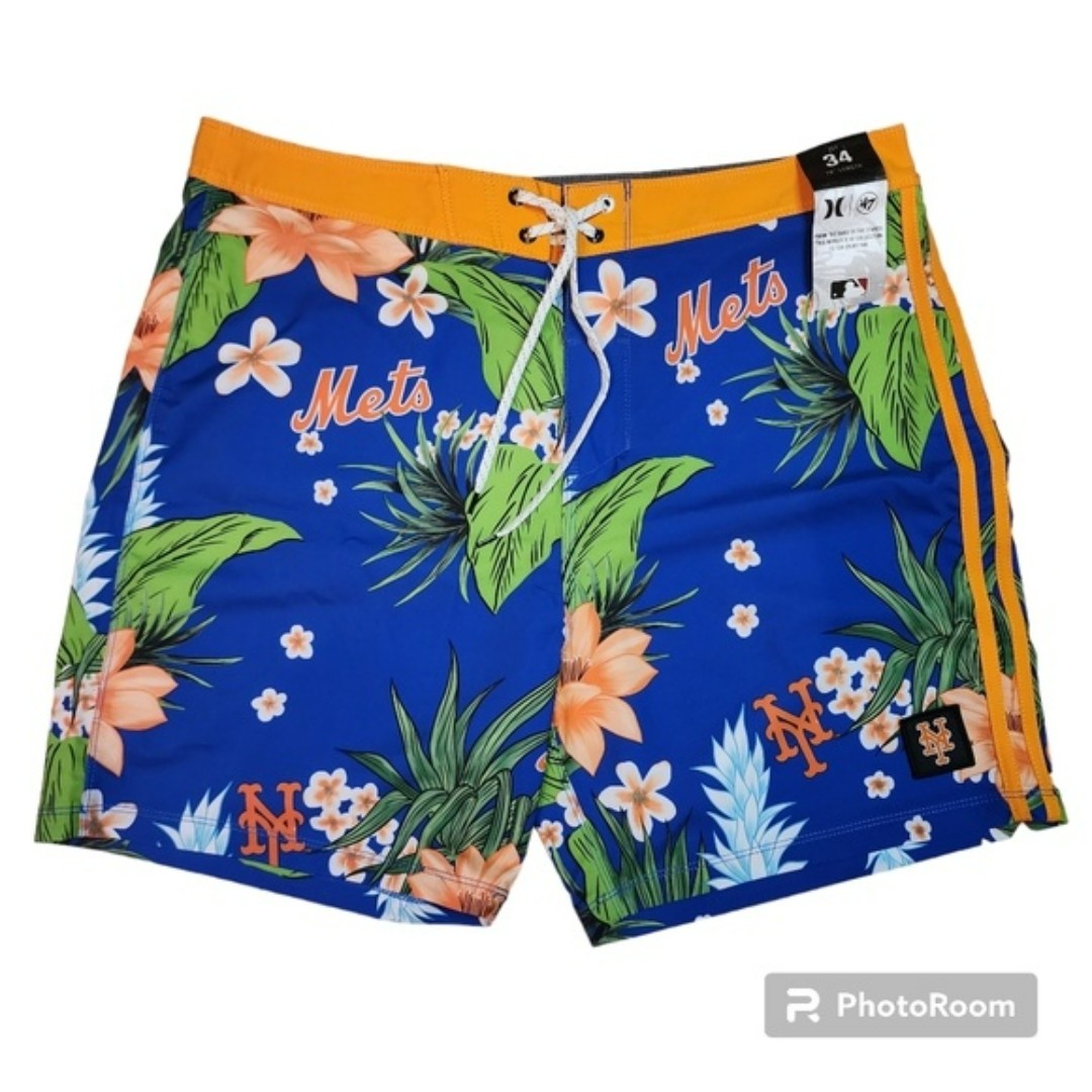 Men's New York Mets Hurley x '47 Royal Phantom Tailgate Swim Shorts