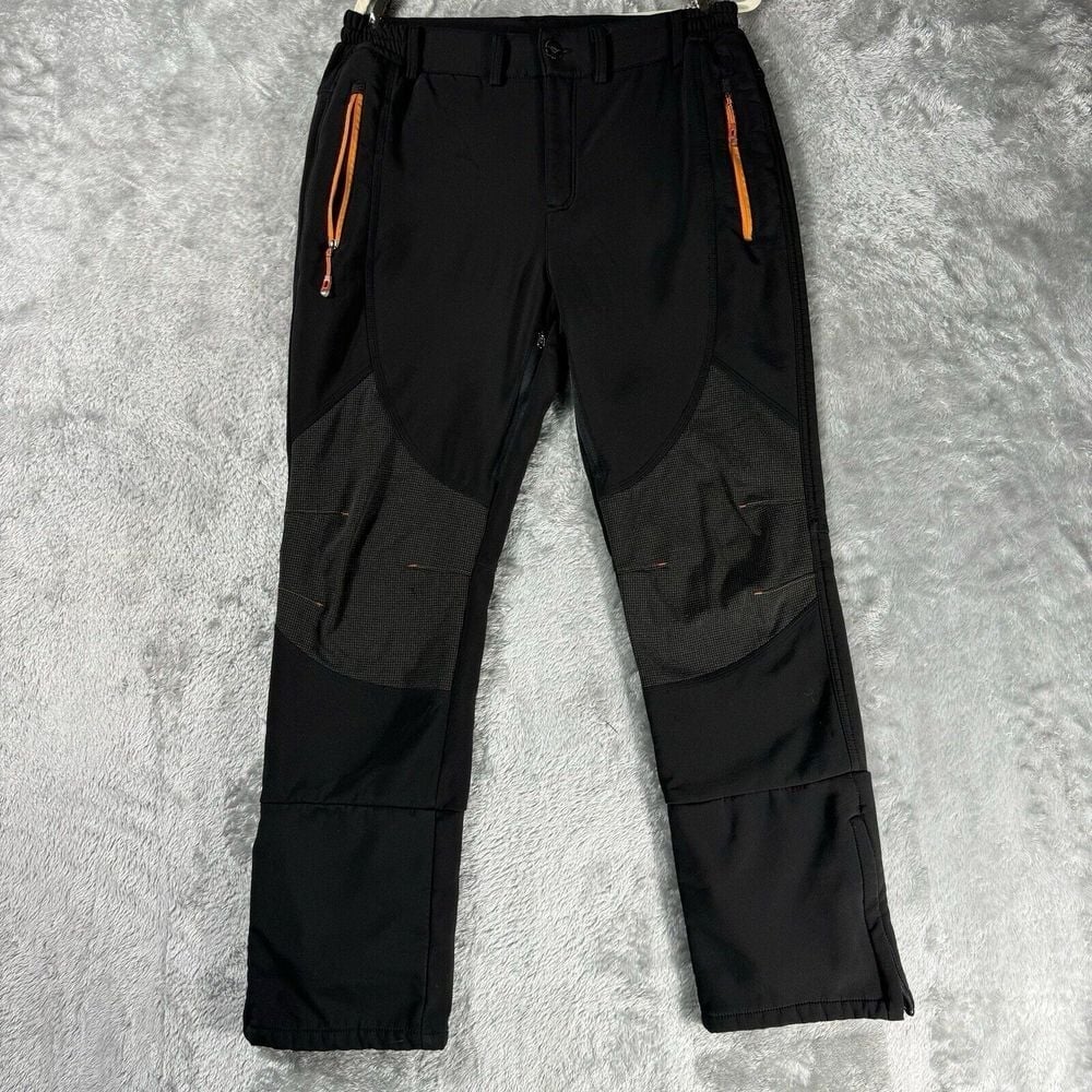Boogear Waterproof Winter Pants Mens 32x30 Black Ankle Zips Fleece Lined Stretch