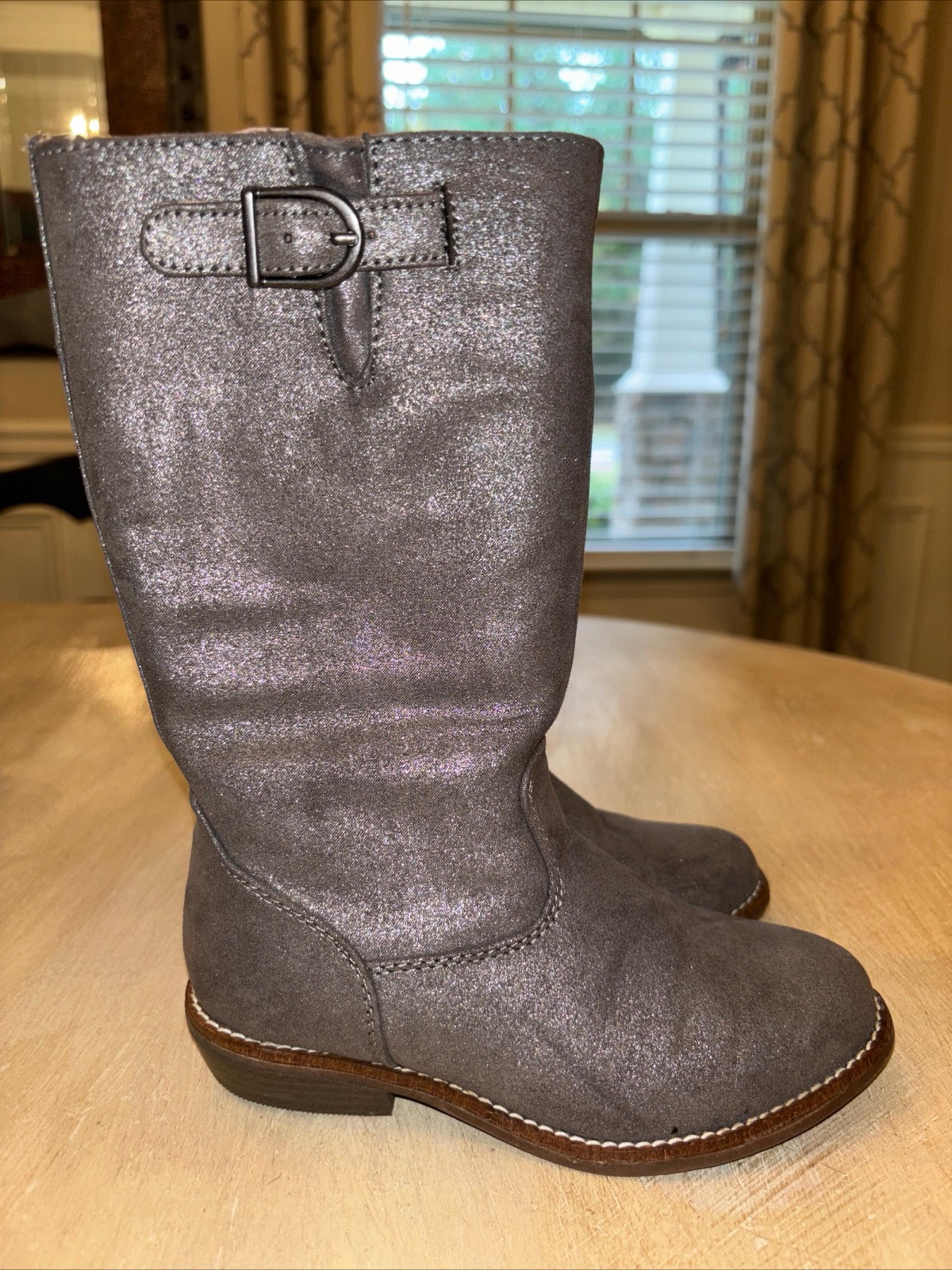 Girls size 12 Hanna Andersson silver glitter riding boot