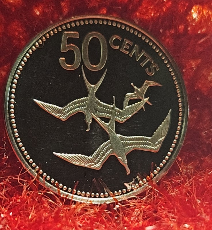 1975 50c BELIZE SILVER PROOF COIN!! FRIGATE BIRD