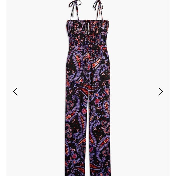 NWT WeWoreWhat Danielle Bernstein Black Paisley pull on jumpsuit jumper …