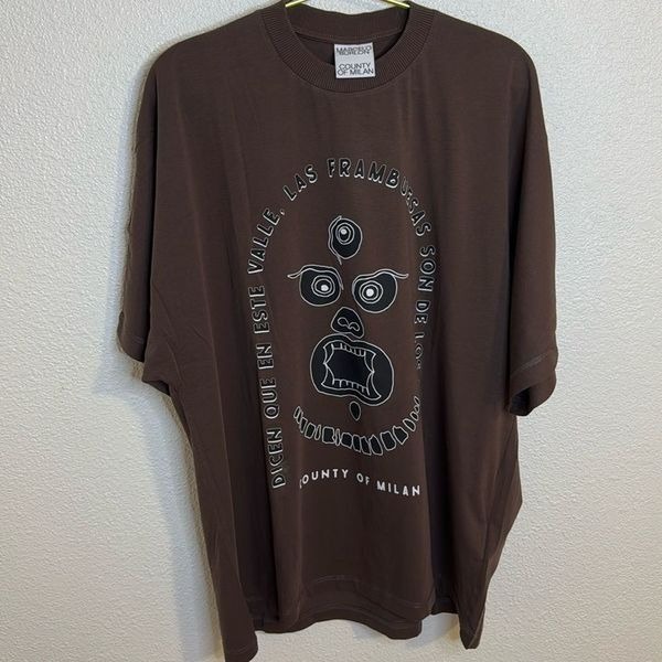 NEW-Marcelo Burlon- brown totem pole t-shirt - Size XXL