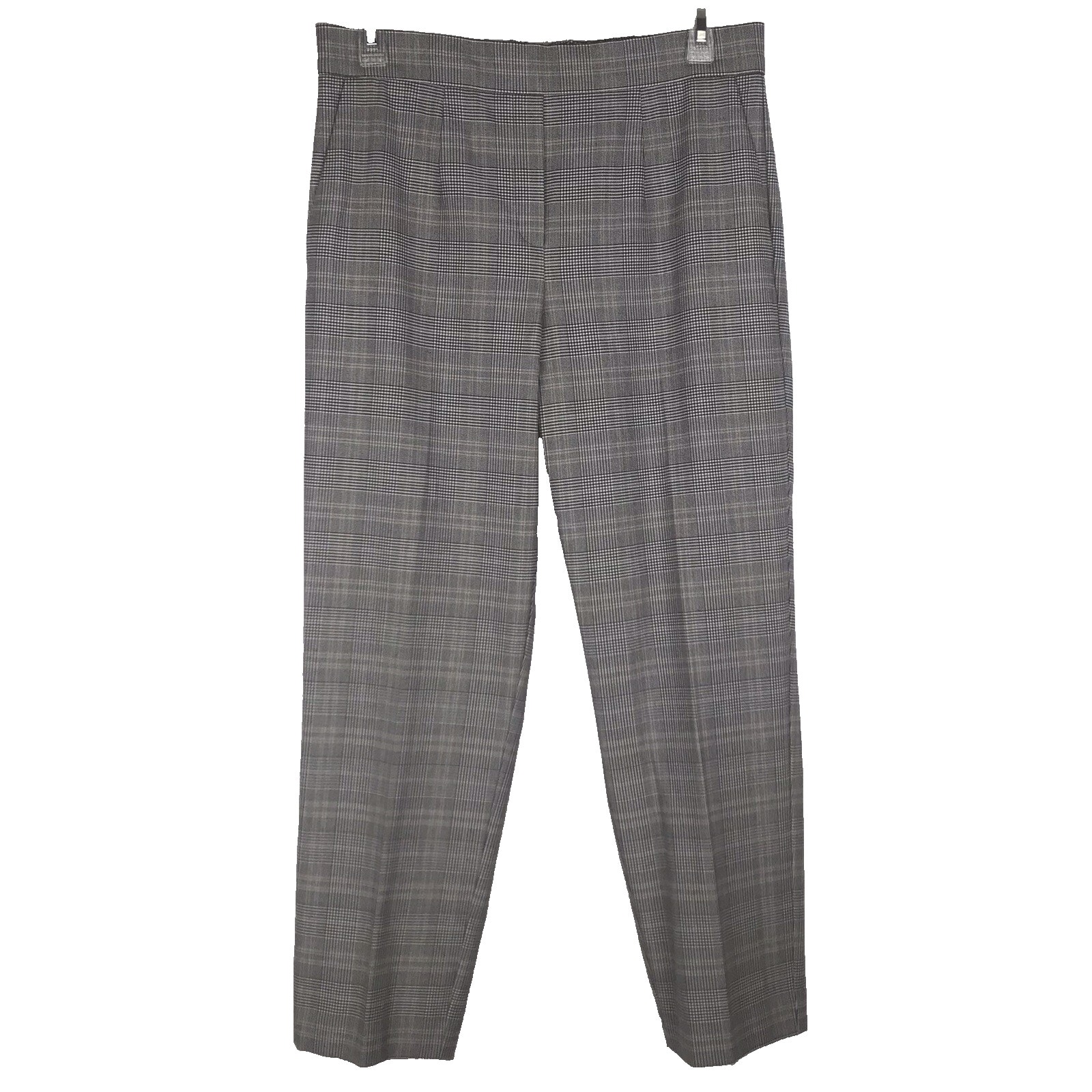 Aritzia Babaton Pull On Pants Plaid High Rise Tapered Ankle Crop Pockets Size 8