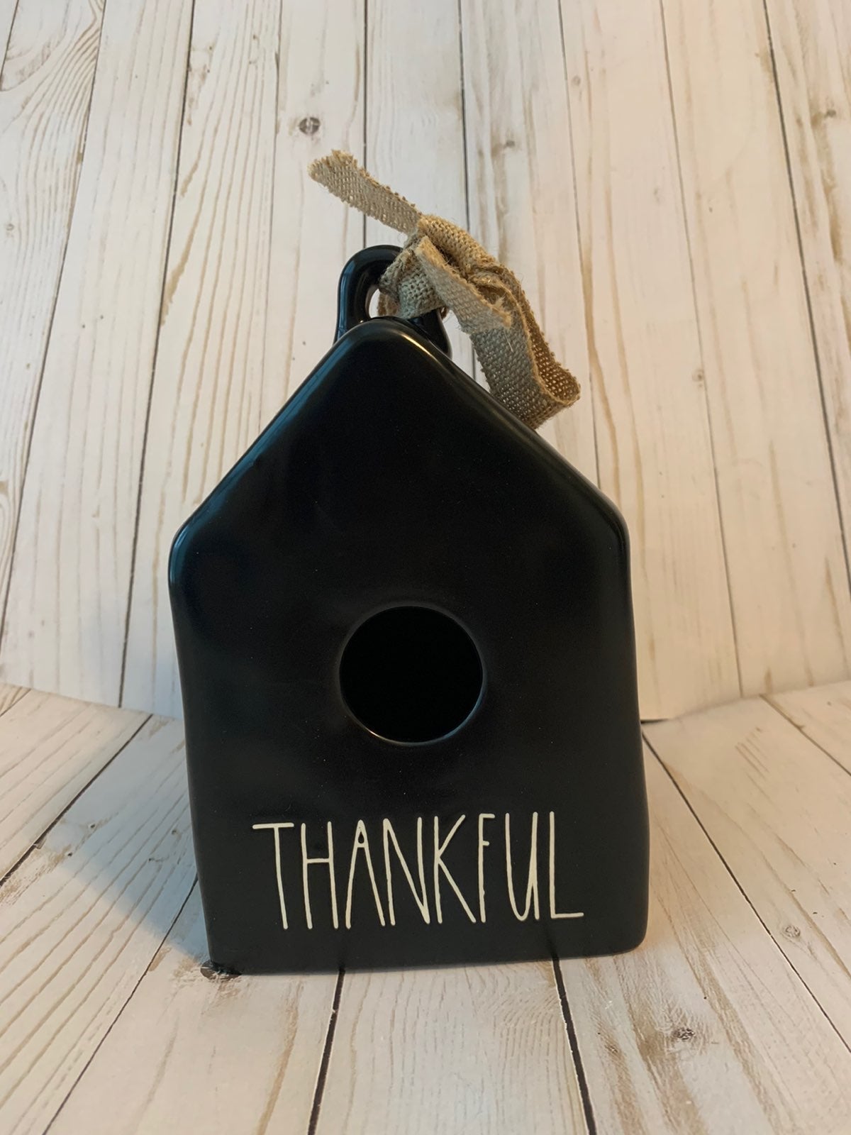 Rae Dunn Black THANKFUL Birdhouse