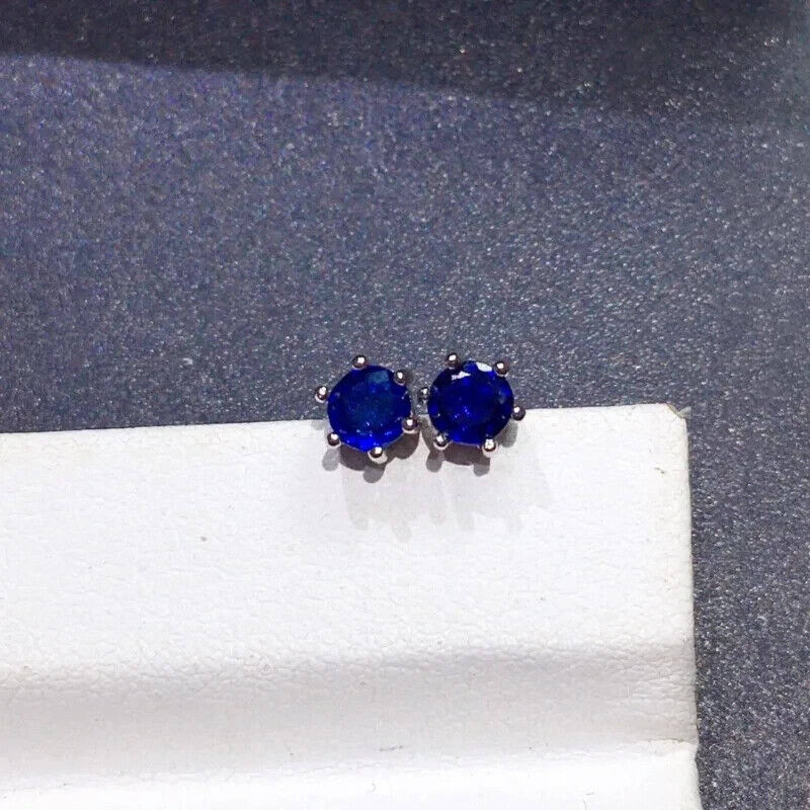 4mm Blue Sapphire Stud Earrings, Men's or Women's Natural Sapphire Stud Earrings