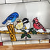 Stained Glass Birds Snow Window Wall Sun Catcher Art Framed Hanging