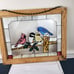 Stained Glass Birds Snow Window Wall Sun Catcher Art Framed Hanging