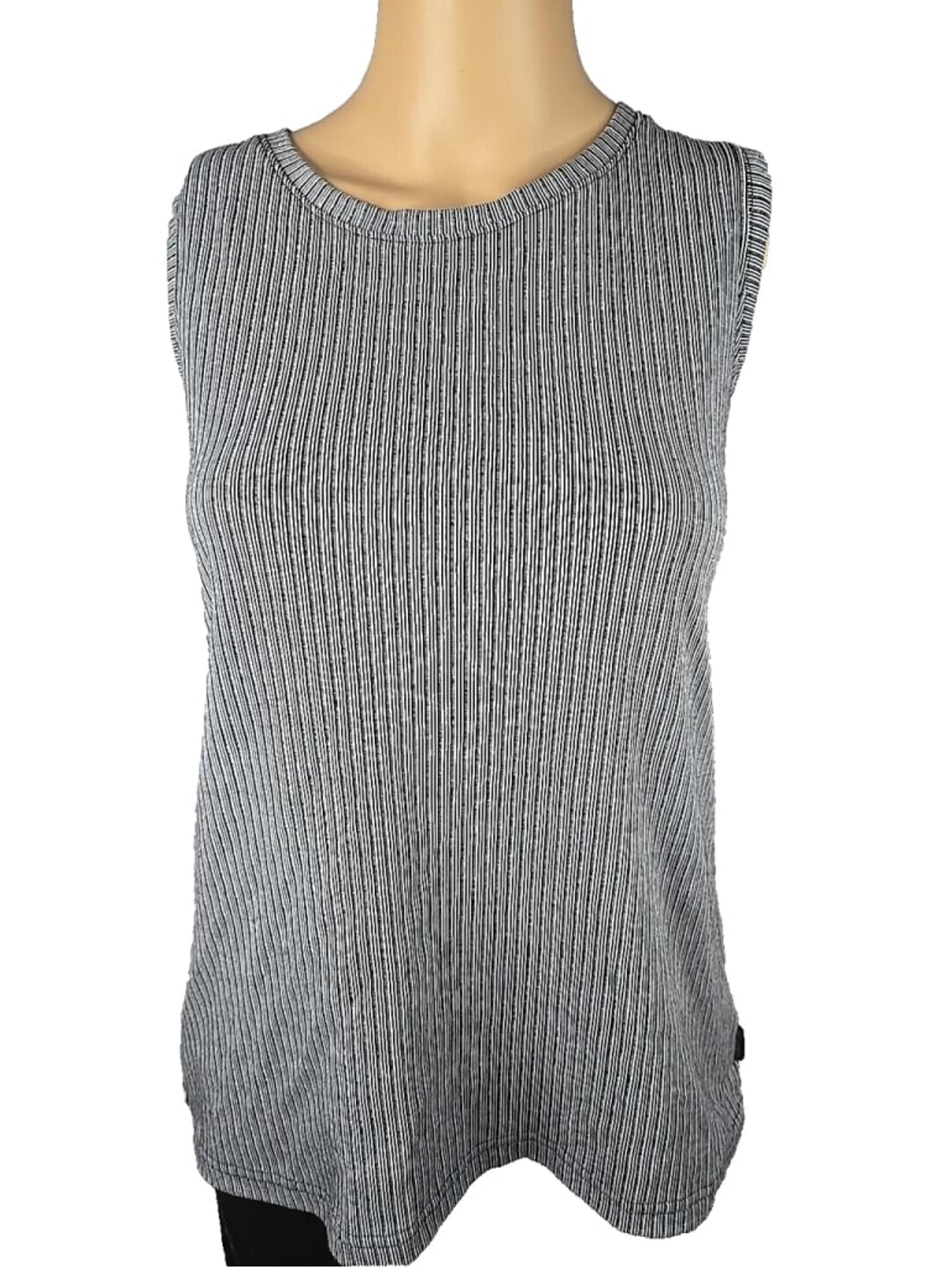 Columbia Women's Black and Gray Striped Cotton Blend Tank Top Size Large