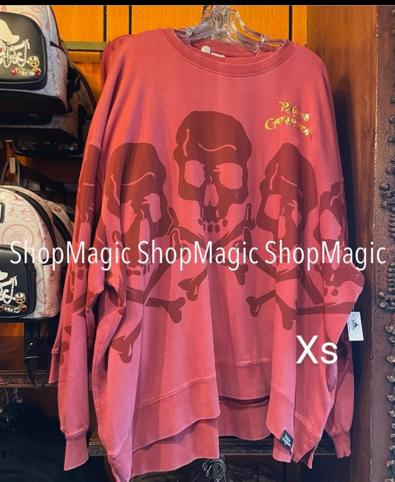 Disney Parks Pirates Of The Caribbean Skull Pullover Sweatshirt New