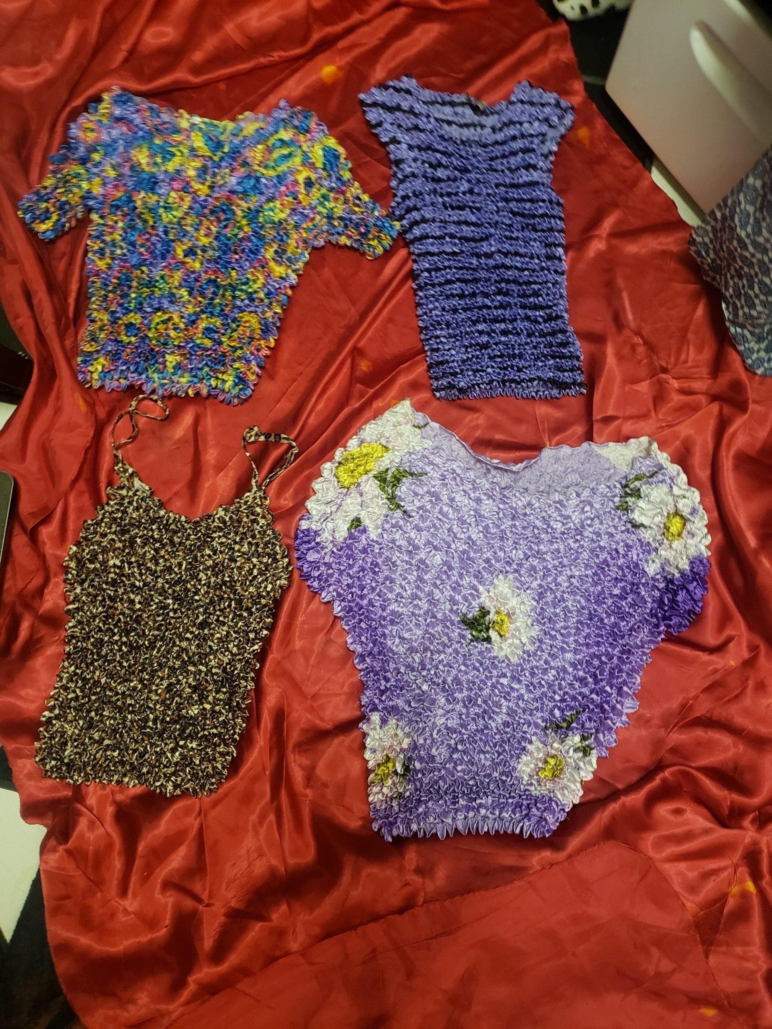 VINTAGE 4 PC. LOT- WAFFLE  SUPER STRETCH TOPS/OS/NWOT