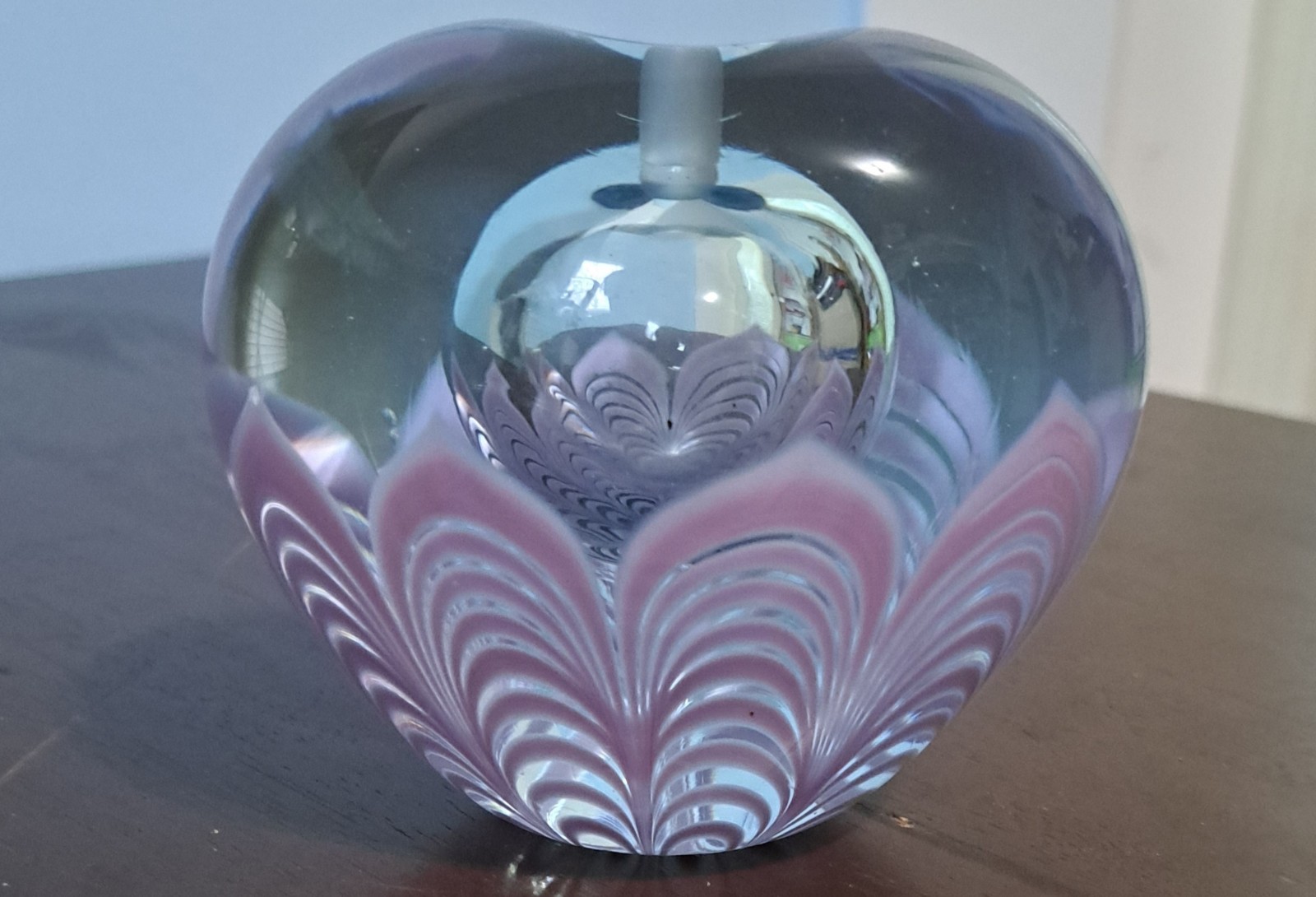 Vintage Heart Shaped Art Glass Paperweight