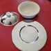 Everedy Company Ceramic Atomic White Casserole Chrome Lid & Serving Plate 9740