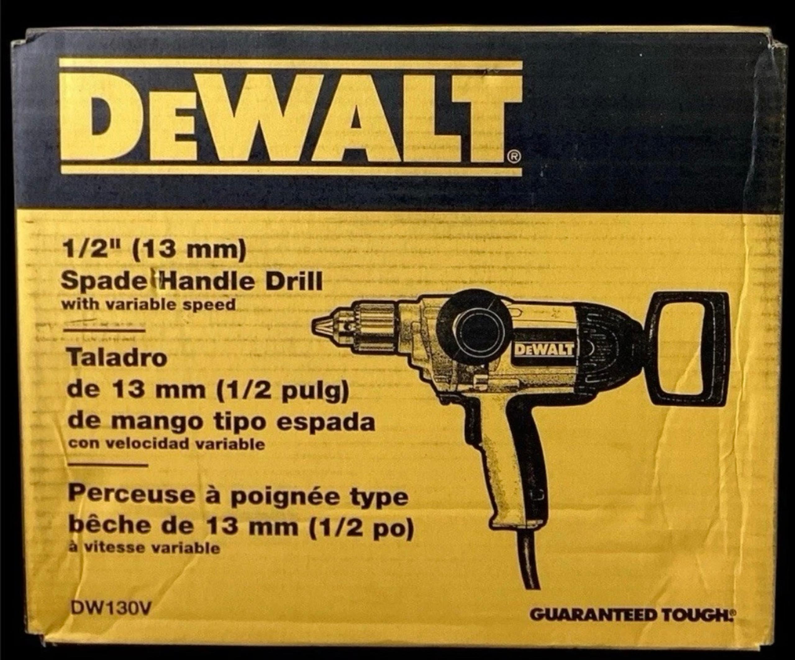 Brand New with Free Shipping Dewalt DW130V 1/2” Spade Handle Drill