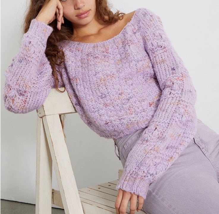 Free People Sunset Cloud Knit Purple Sweater Violet Glow