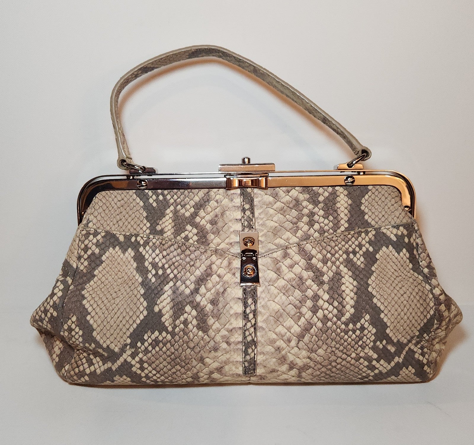 NWOT! Henri bendel snakeprint neutral beige tan satchel