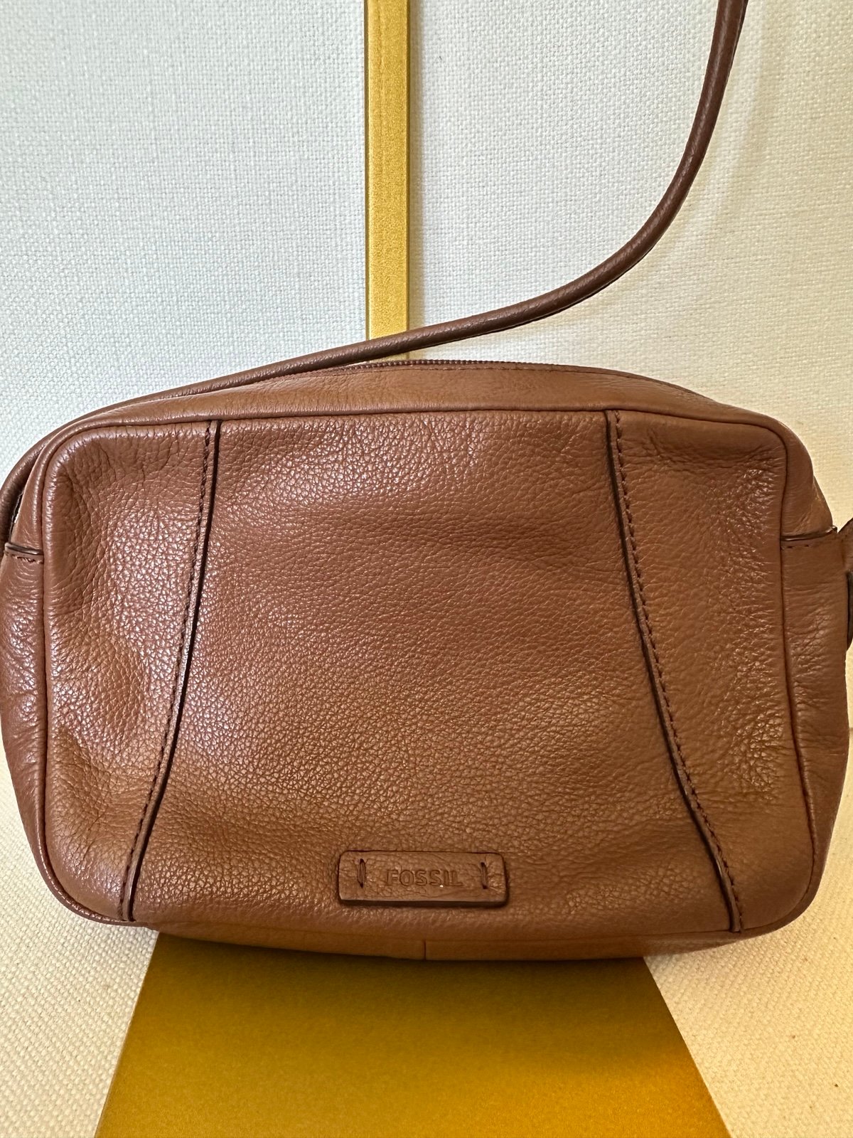 Vintage Fossil Brown Leather Crossbody Bag
