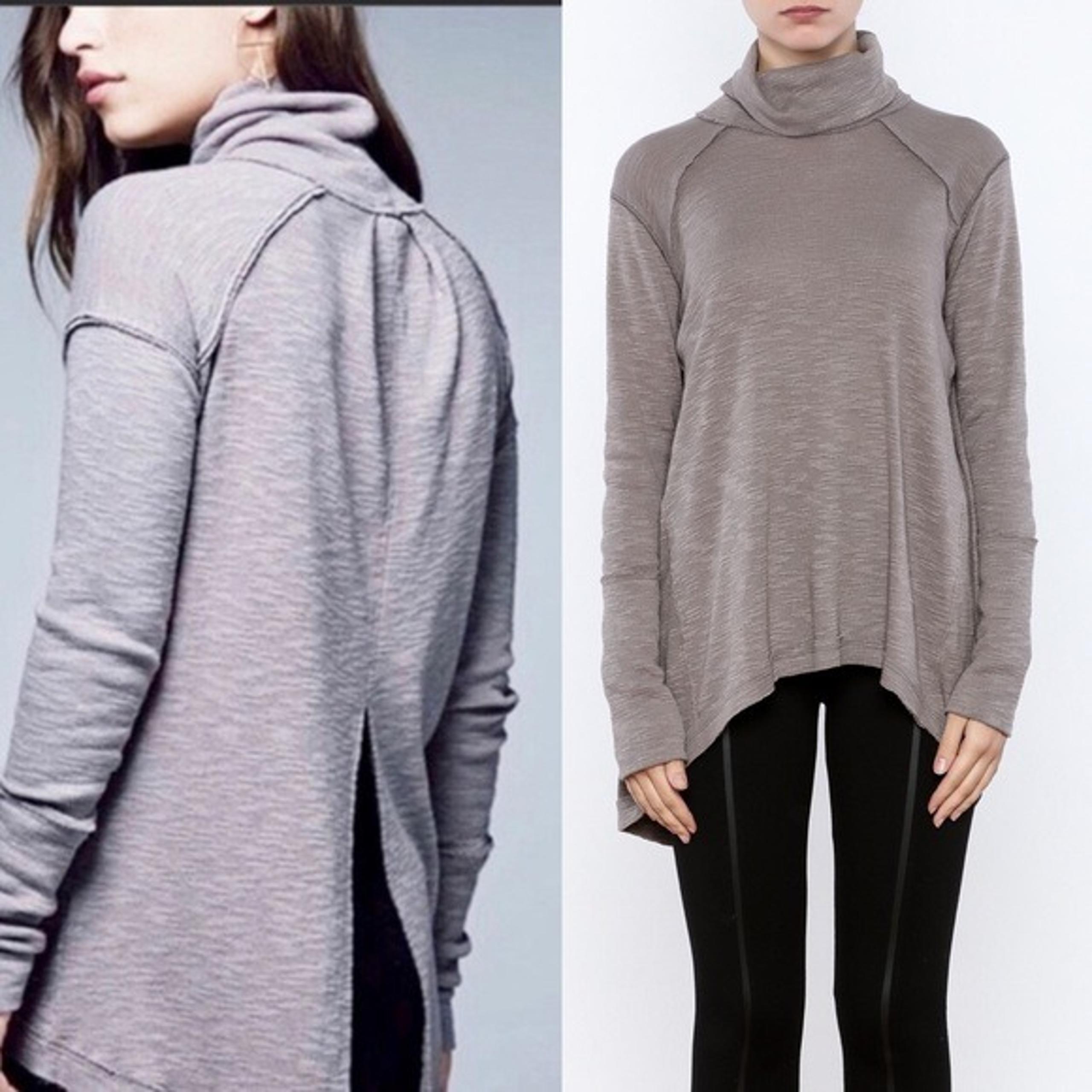 Free People We The Free Knit Turtleneck Top Split Back Gray XS