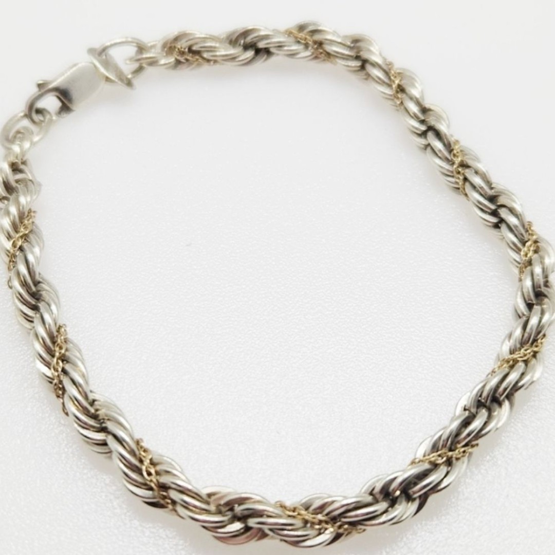 Sterling braided with 14kt chain bracelet